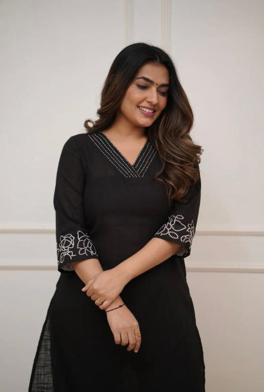 Upgrade your office wear wardrobe with this classy  kurti embroidery work detailing with (WACD70)