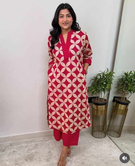 Pure Cotton Kurta Pant plazo in Beautiful Floral Prints. Must Have in Your Wardrobe For Your Daily Wear Office Wear(WACD75)