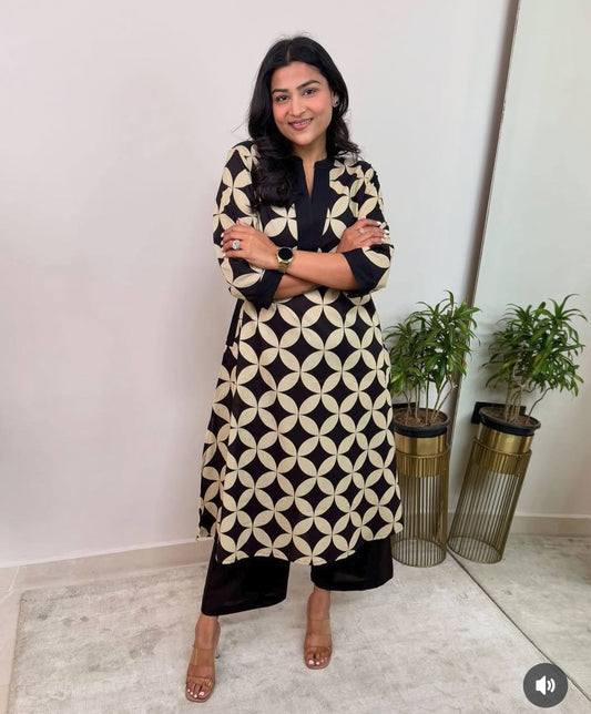 Pure Cotton Kurta Pant plazo in Beautiful Floral Prints. Must Have in Your Wardrobe For Your Daily Wear Office Wear(WACD74)