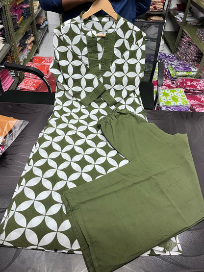Pure Cotton Kurta Pant plazo in Beautiful Floral Prints. Must Have in Your Wardrobe For Your Daily Wear Office Wear(WACD76)