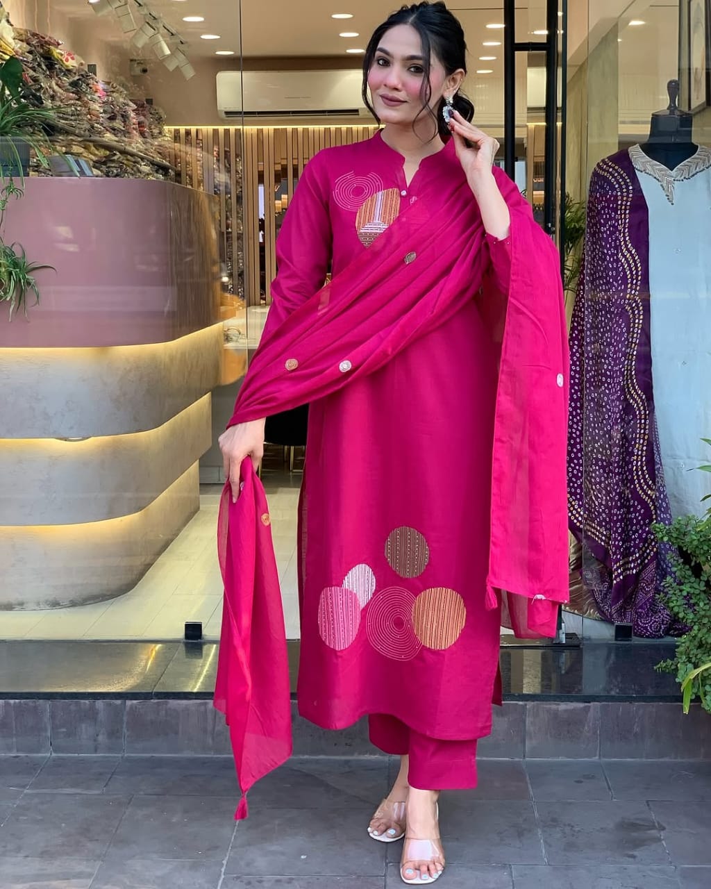 This Kurti,pant dupatta set is perfect for the summer season with its vibrant floral print and confident (WARED406)