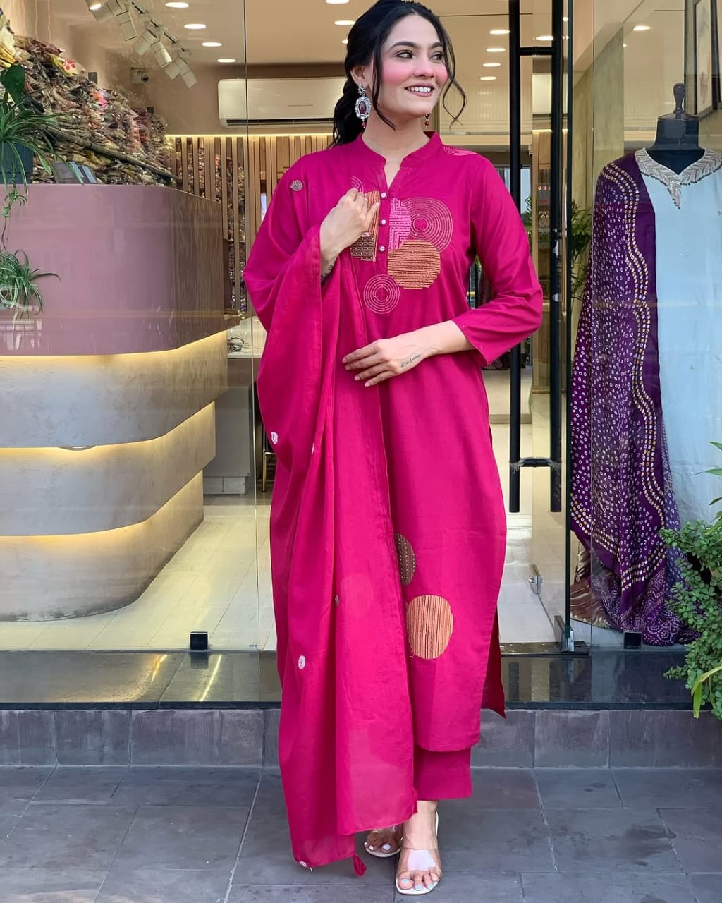 This Kurti,pant dupatta set is perfect for the summer season with its vibrant floral print and confident (WARED406)