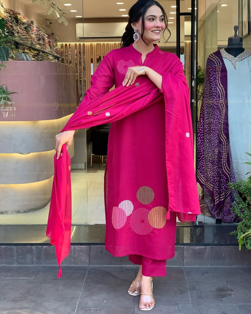 This Kurti,pant dupatta set is perfect for the summer season with its vibrant floral print and confident (WARED406)