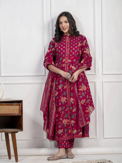 New Cotton Festival Collection In Pure Cotton With Hand And Adda mirror Work kurti And pant Dupatta Set (WARED407)