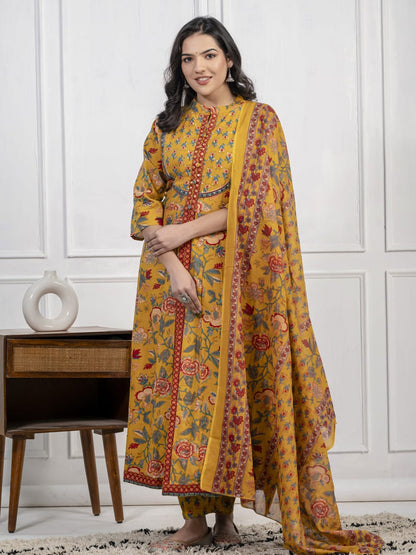New Cotton Festival Collection In Pure Cotton With Hand And Adda mirror Work kurti And pant Dupatta Set (WARED409)