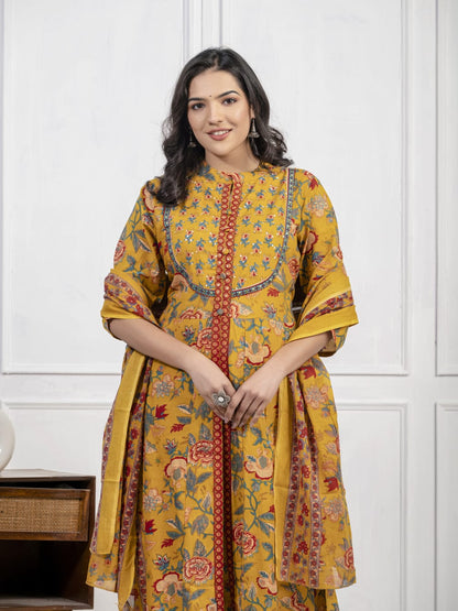 New Cotton Festival Collection In Pure Cotton With Hand And Adda mirror Work kurti And pant Dupatta Set (WARED409)