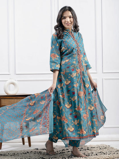 New Cotton Festival Collection In Pure Cotton With Hand And Adda mirror Work kurti And pant Dupatta Set (WARED410)