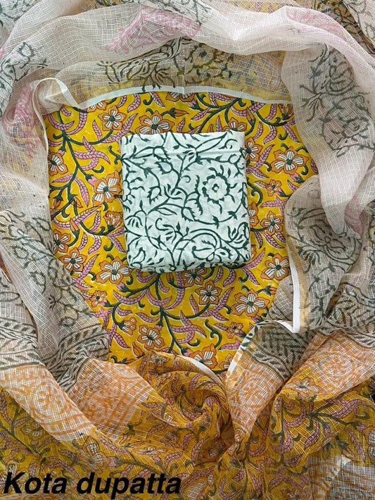 Suits Wala Hand Block Print Cotton Suit Set with Kota Doria Dupatta WAKOTMU26