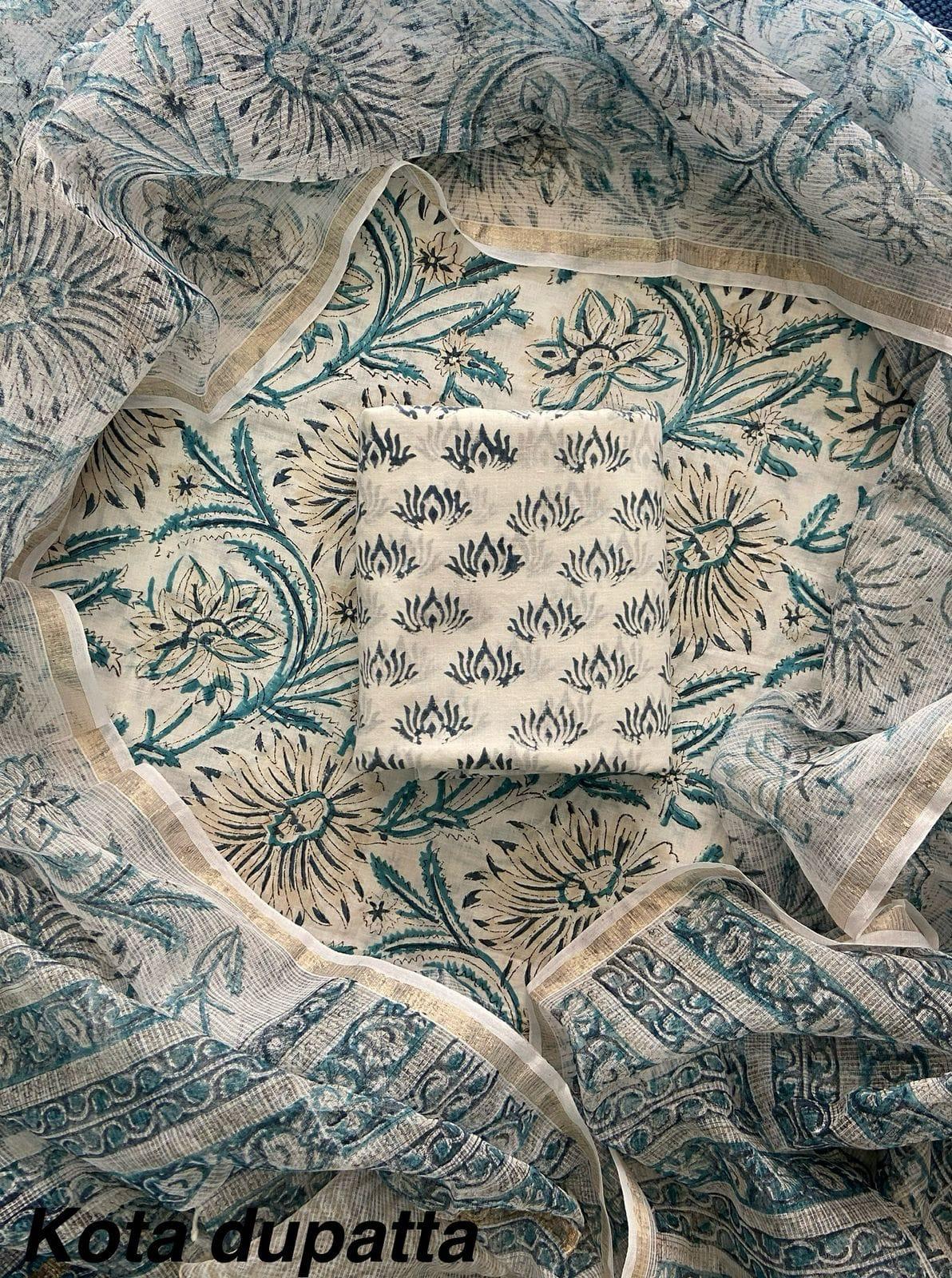 Suits Wala Hand Block Print Cotton Suit Set with Kota Doria Dupatta WAKOTMU24