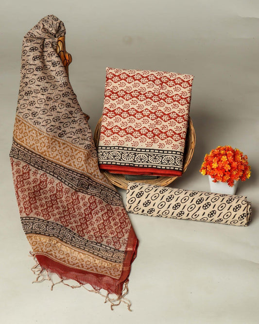 Suits Wala Hand Block Print Cotton Suit Set with Kota Doria Dupatta WAKOTMU23