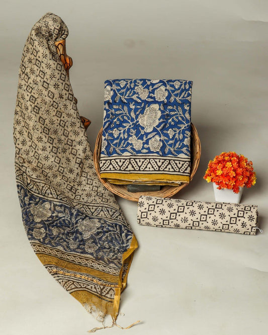 Suits Wala Hand Block Print Cotton Suit Set with Kota Doria Dupatta (WAKOTMU20)