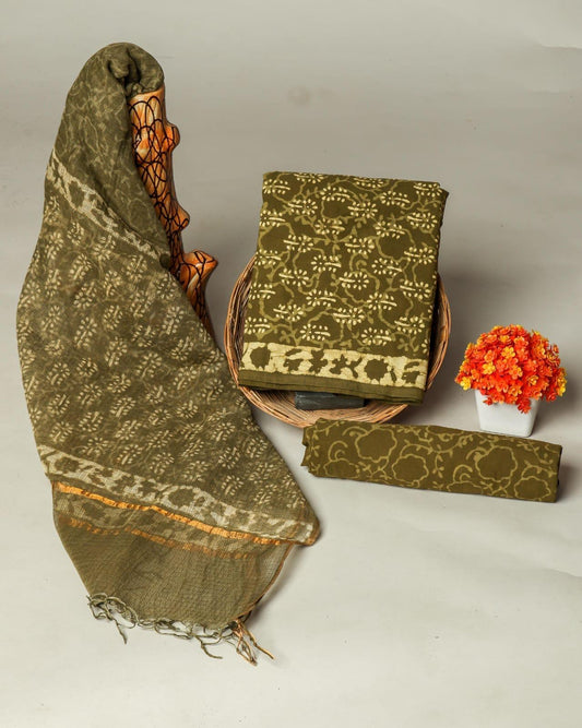 Suits Wala Hand Block Print Cotton Suit Set with Kota Doria Dupatta (WAKOTMU19