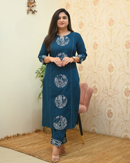 💃your summer with our Latest Cotton Embroidered Straight Pant Set(WACD90)