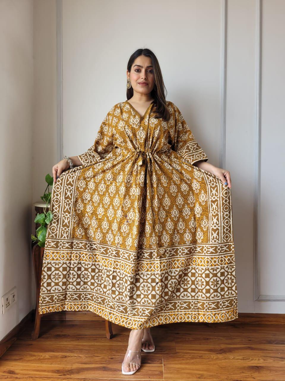 Exclusive New  Added Hand Block printed KAFTAN 🔸️Authentic PRINT, with natural colours71