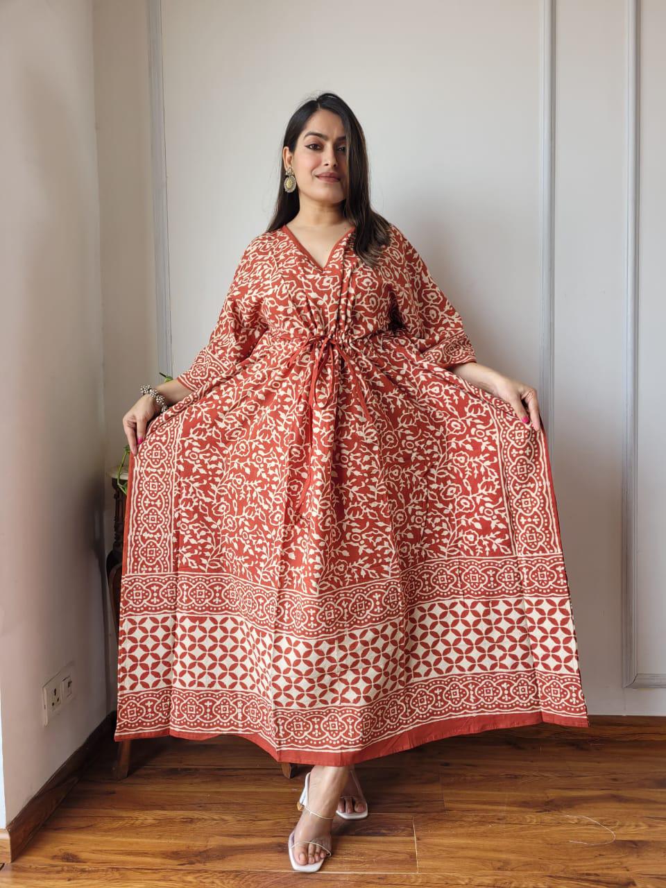 Exclusive New  Added Hand Block printed KAFTAN 🔸️Authentic PRINT, with natural colours69