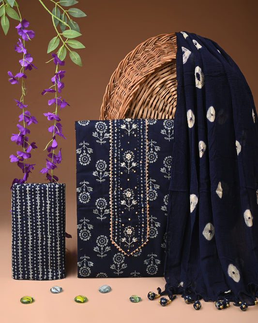 Designer zari gotapatti work Cotton Suit with chiffon dupatta(WAGP72)