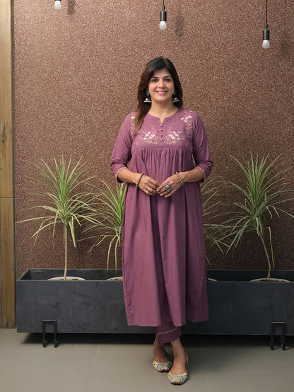 look classy and elegant with our new pure cotton collared kurta pant set(WACD146)
