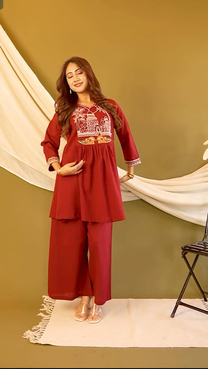 Beautiful Cotton slub Kurti with Pant set(WACD138)