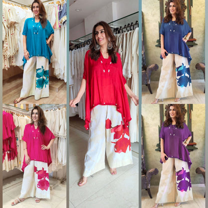 Launching Beautiful Heavy quality Chinon Fabric designer wear Baggy Style Khaftan with Crape Lining Full flowing pattern with Buttons full  lace work on the side Edges (WACD177)