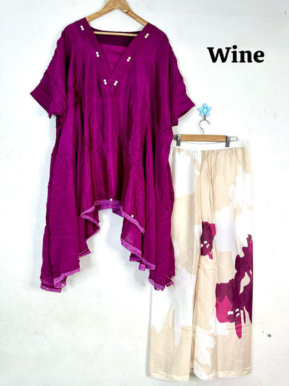 Launching Beautiful Heavy quality Chinon Fabric designer wear Baggy Style Khaftan with Crape Lining Full flowing pattern with Buttons full  lace work on the side Edges (WACD177)