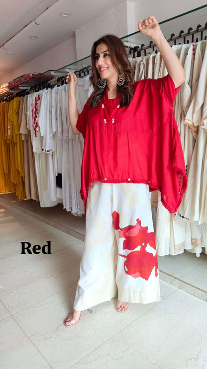 Launching Beautiful Heavy quality Chinon Fabric designer wear Baggy Style Khaftan with Crape Lining Full flowing pattern with Buttons full  lace work on the side Edges (WACD177)