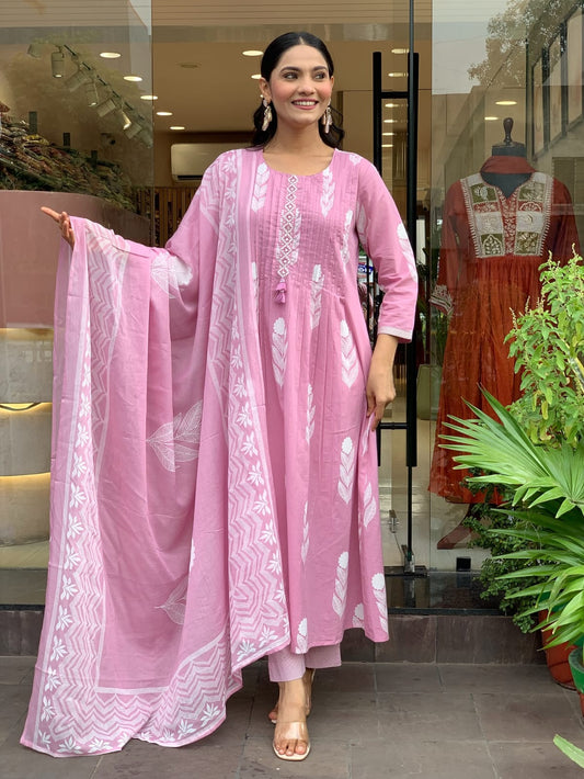 🌹🌹Pure fine Cotton fabric  Kurti with Pant with cotton 100-100 Dupatta🌹🌹 (SWRED605)