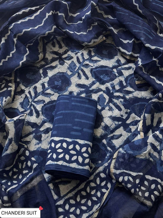 CHANDERI SILK SUIT WITH CHANDERI SILK DUPATTA 14
