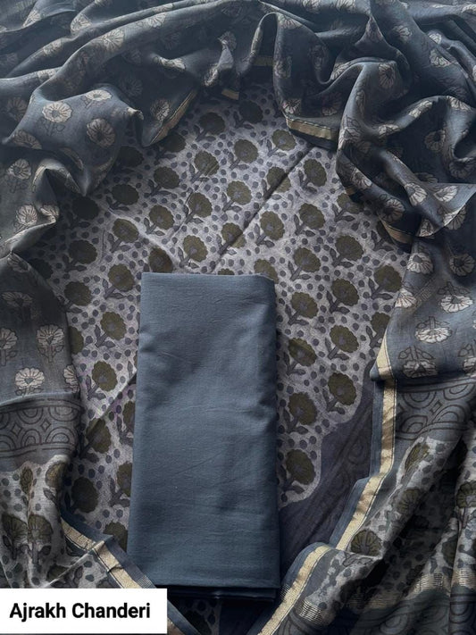 CHANDERI SILK SUIT WITH CHANDERI SILK DUPATTA 13