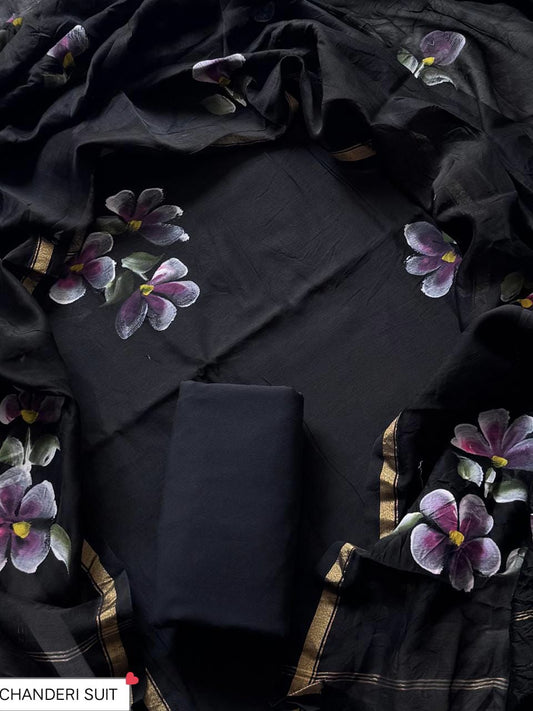 CHANDERI SILK SUIT WITH CHANDERI SILK DUPATTA 16