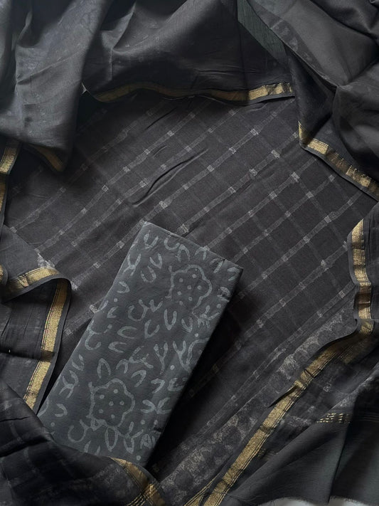ELEGANT PRINT CHANDERI SILK SUIT WITH CHANDERI SILK DUPATTA 21