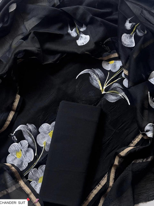 CHANDERI SILK SUIT WITH CHANDERI SILK DUPATTA