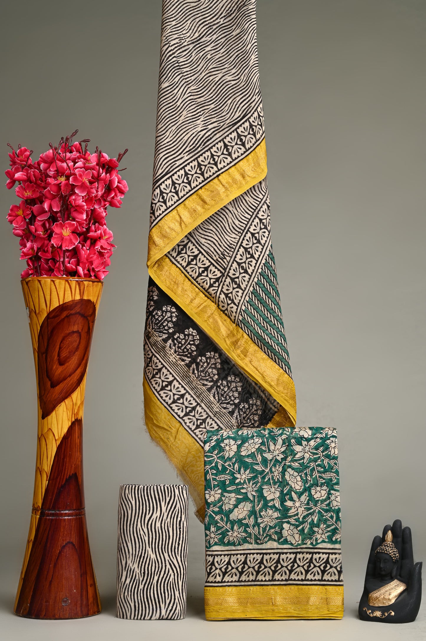 ELEGANT HAND BLOCK PRINT MAHESHWARI SILK SUIT SET 25