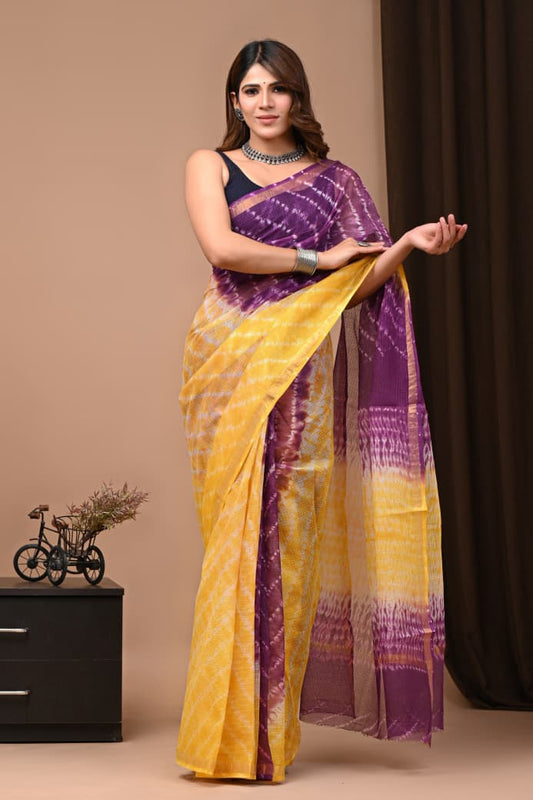 Exclusive hand Block Printed Kota Doria Saree (SWSRKO01)