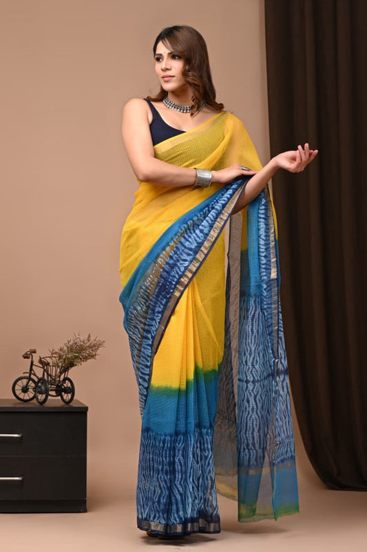 Exclusive hand Block Printed Kota Doria Saree (SWSRKO02)