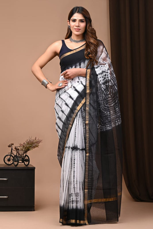 Exclusive hand Block Printed Kota Doria Saree (SWSRKO04)