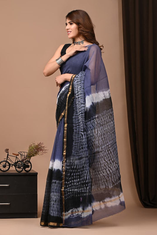 Exclusive hand Block Printed Kota Doria Saree (SWSRKO05)