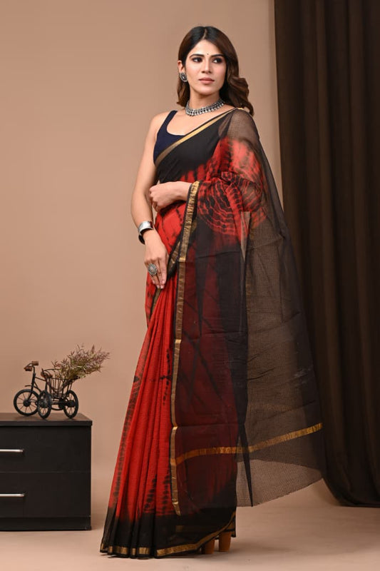 Exclusive hand Block Printed Kota Doria Saree (SWSRKO06)