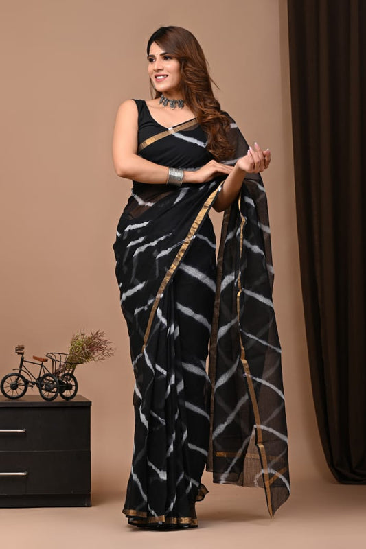 Exclusive hand Block Printed Kota Doria Saree (SWSRKO09)