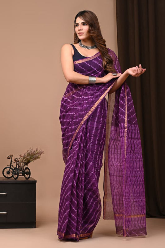 Exclusive hand Block Printed Kota Doria Saree (SWSRKO13)