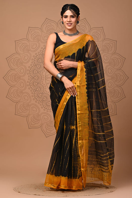 Exclusive hand Block Printed Kota Doria Saree (SWSRKO56)