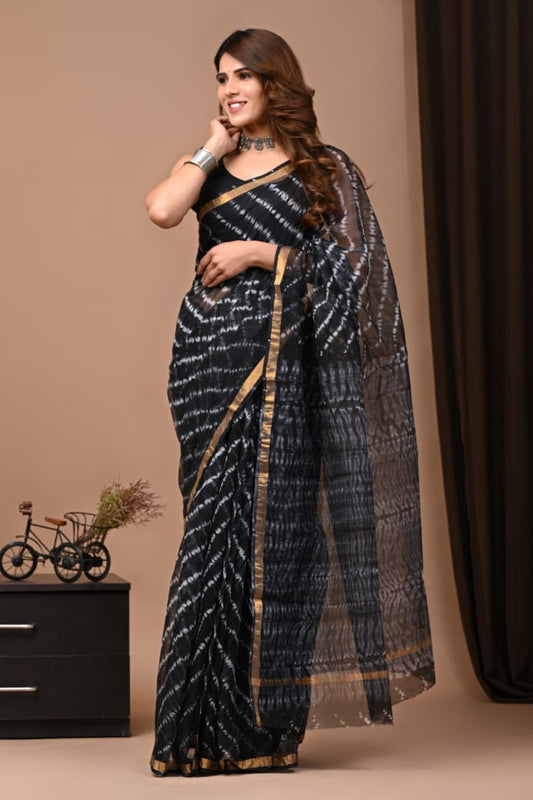 Exclusive hand Block Printed Kota Doria Saree (SWSRKO62)