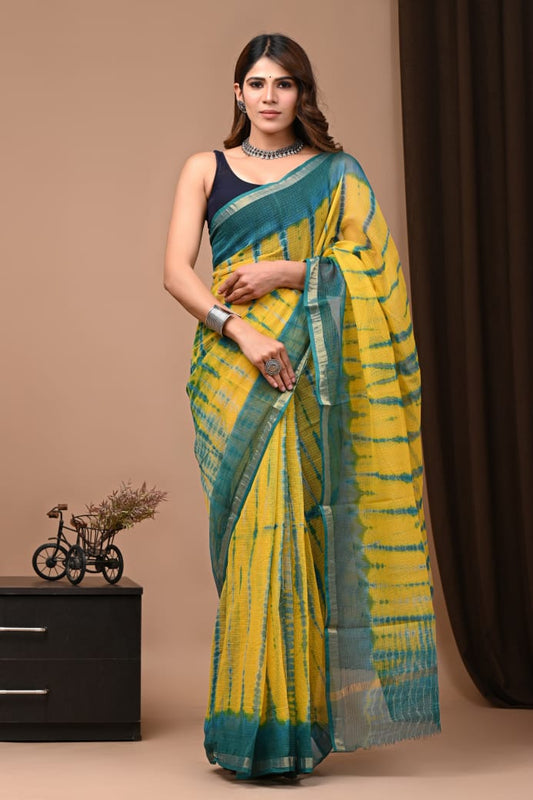 Exclusive hand Block Printed Kota Doria Saree (SWSRKO65)