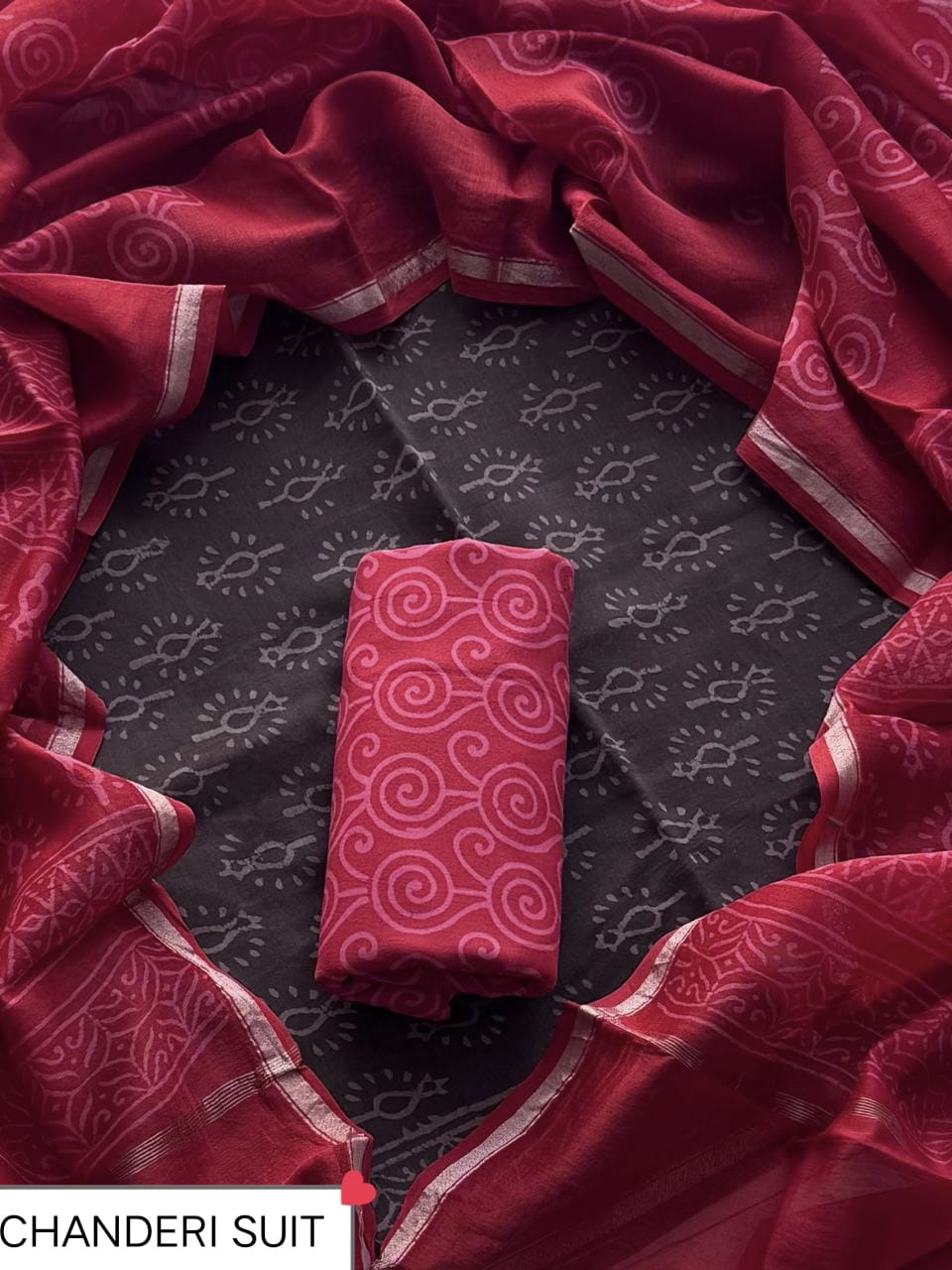 CHANDERI SILK SUIT WITH CHANDERI SILK DUPATTA 13