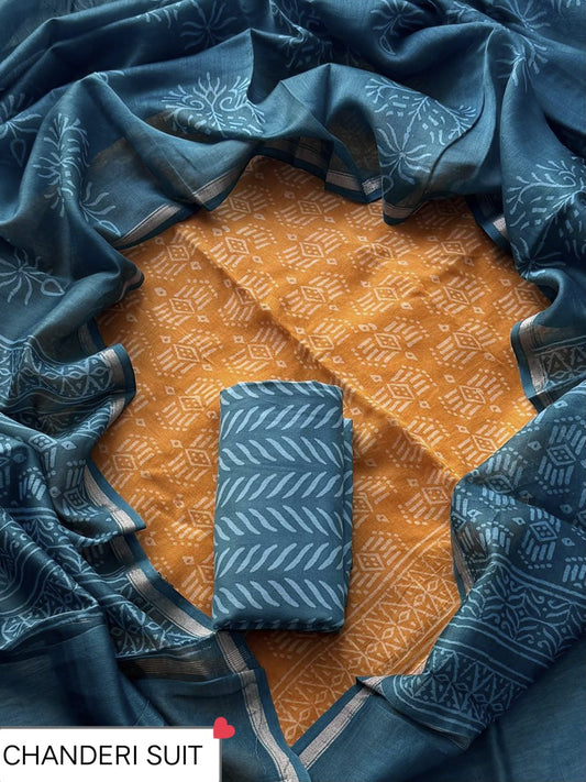 CHANDERI SILK SUIT WITH CHANDERI SILK DUPATTA 12