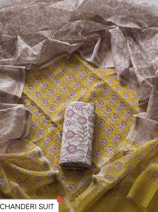 CHANDERI SILK SUIT WITH CHANDERI SILK DUPATTA 14