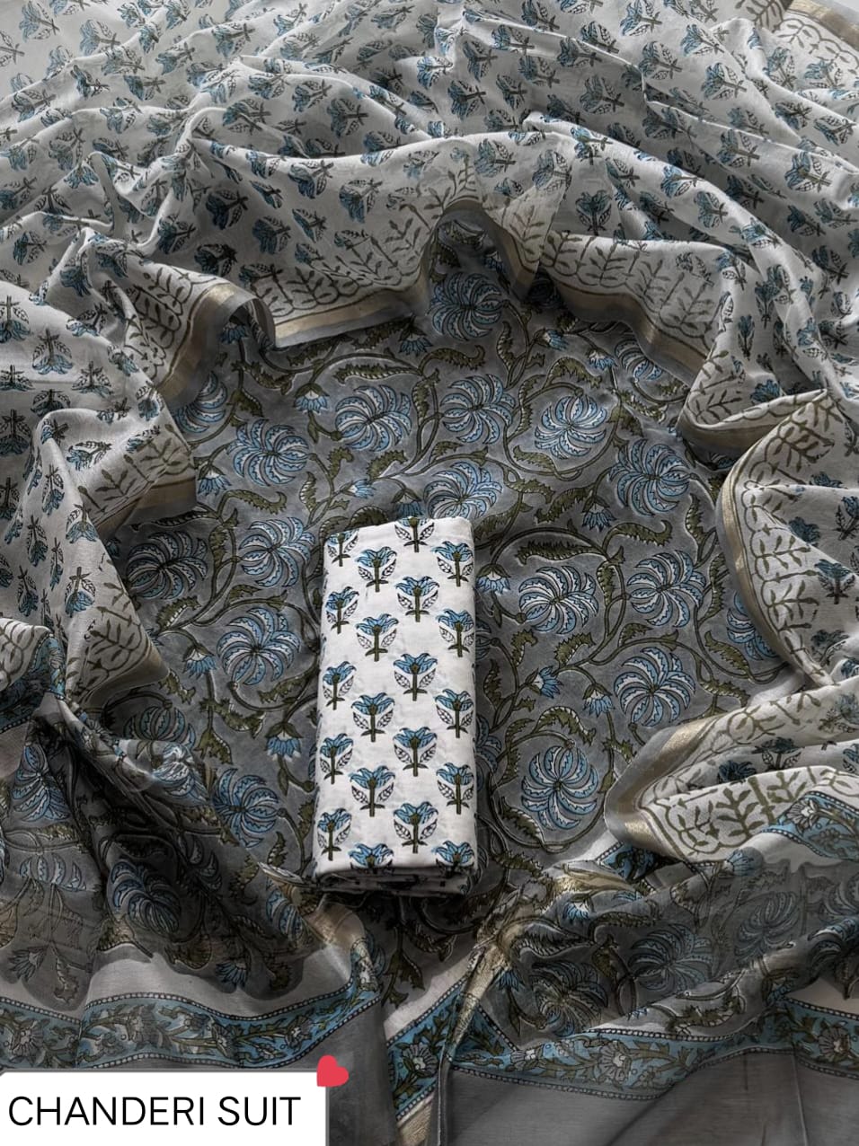 CHANDERI SILK SUIT WITH CHANDERI SILK DUPATTA 15