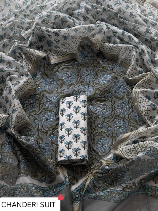 CHANDERI SILK SUIT WITH CHANDERI SILK DUPATTA 15