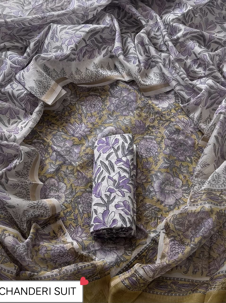 ELEGANT PRINT CHANDERI SILK SUIT WITH CHANDERI SILK DUPATTA 22