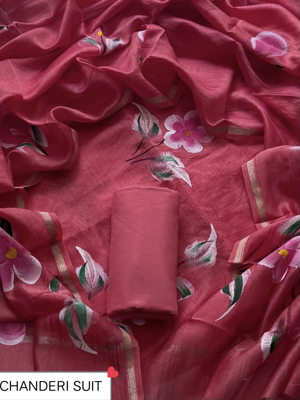 ELEGANT PRINT CHANDERI SILK SUIT WITH CHANDERI SILK DUPATTA 20