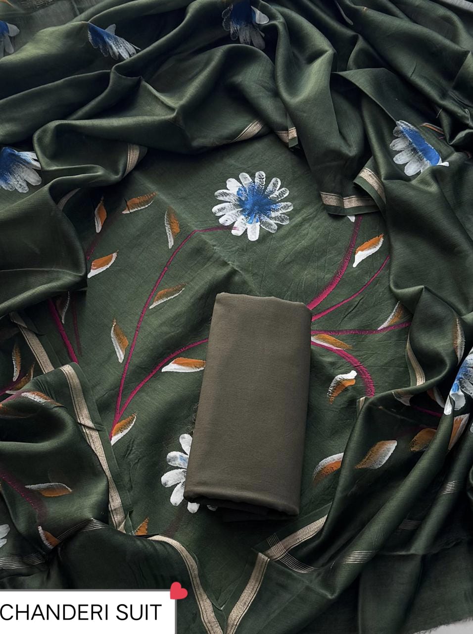 EXCLUSIVE COLLECTION : HAND BLOCK PRINT CHANDERI SILK SUIT SET 24